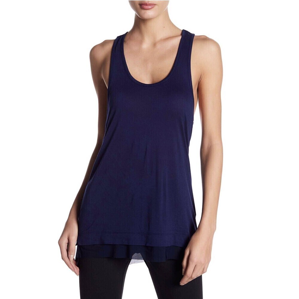 Sam Edelman Blue Active Braided Racerback Tank With Mesh Hem Size XL